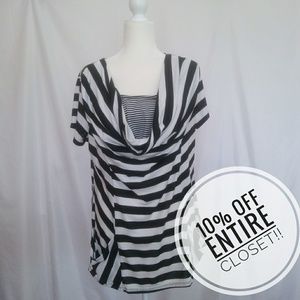 Cato black and white stripe pocket detail tunic